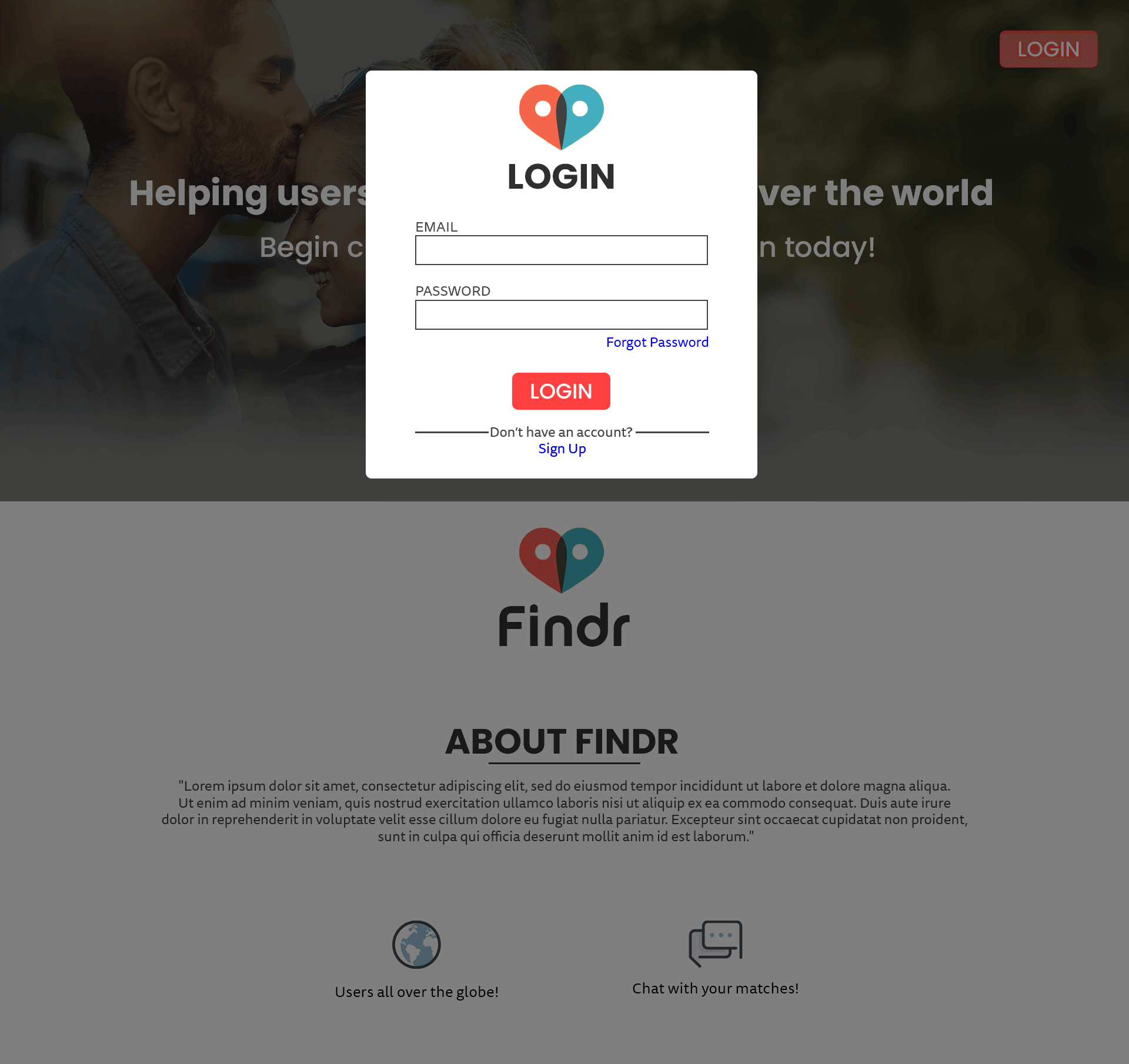 High Fidelity Login Page
