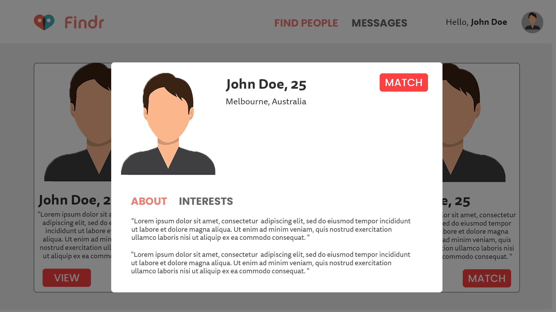 High Fidelity View Profile Page
