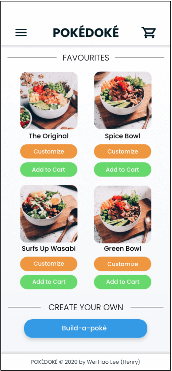 High Fidelity Mobile Order Page Image