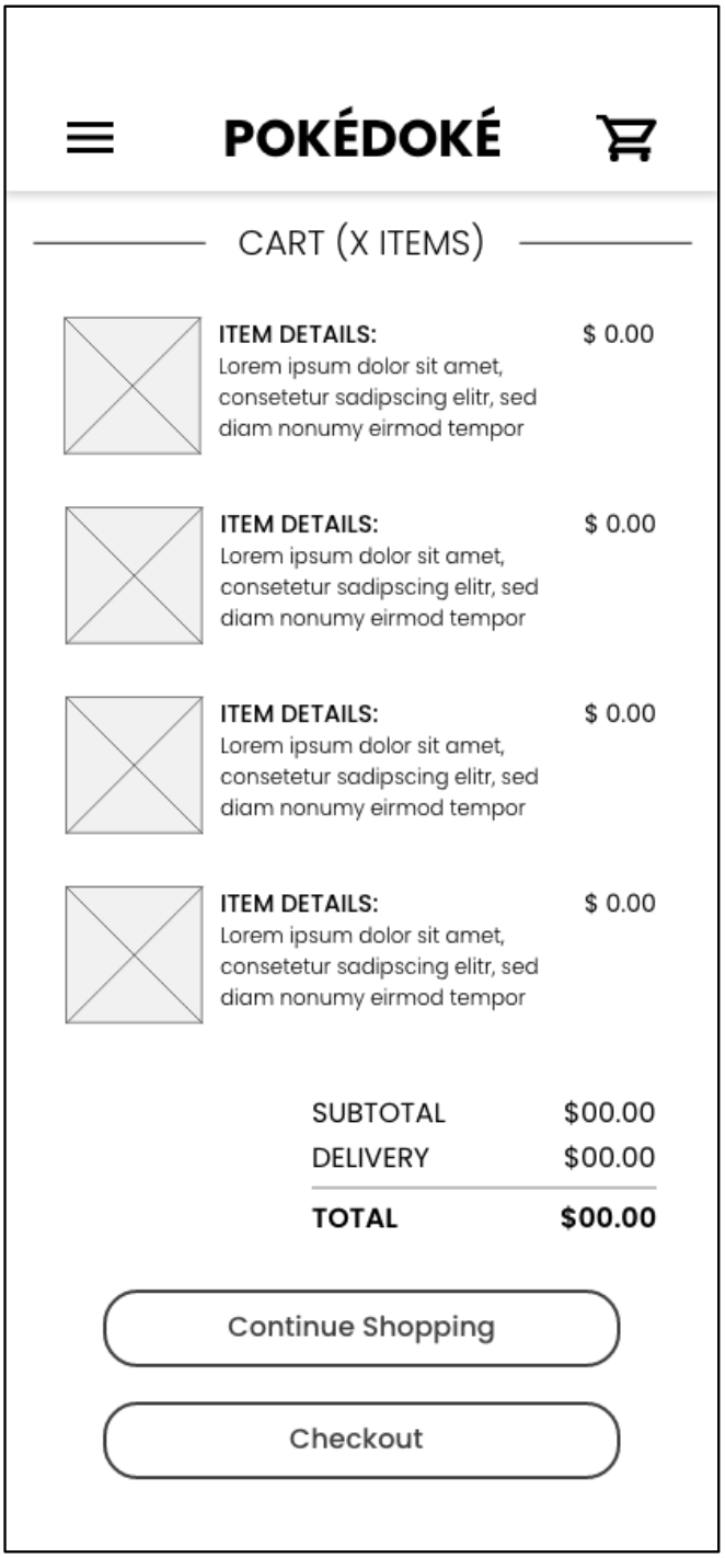 Low Fidelity Mobile Checkout Page Image