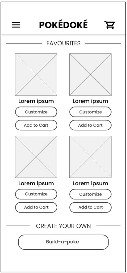 Low Fidelity Mobile Order Page Image