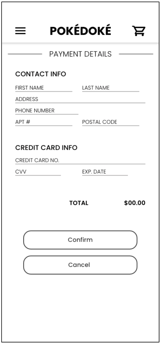 Low Fidelity Mobile Payment Page Image